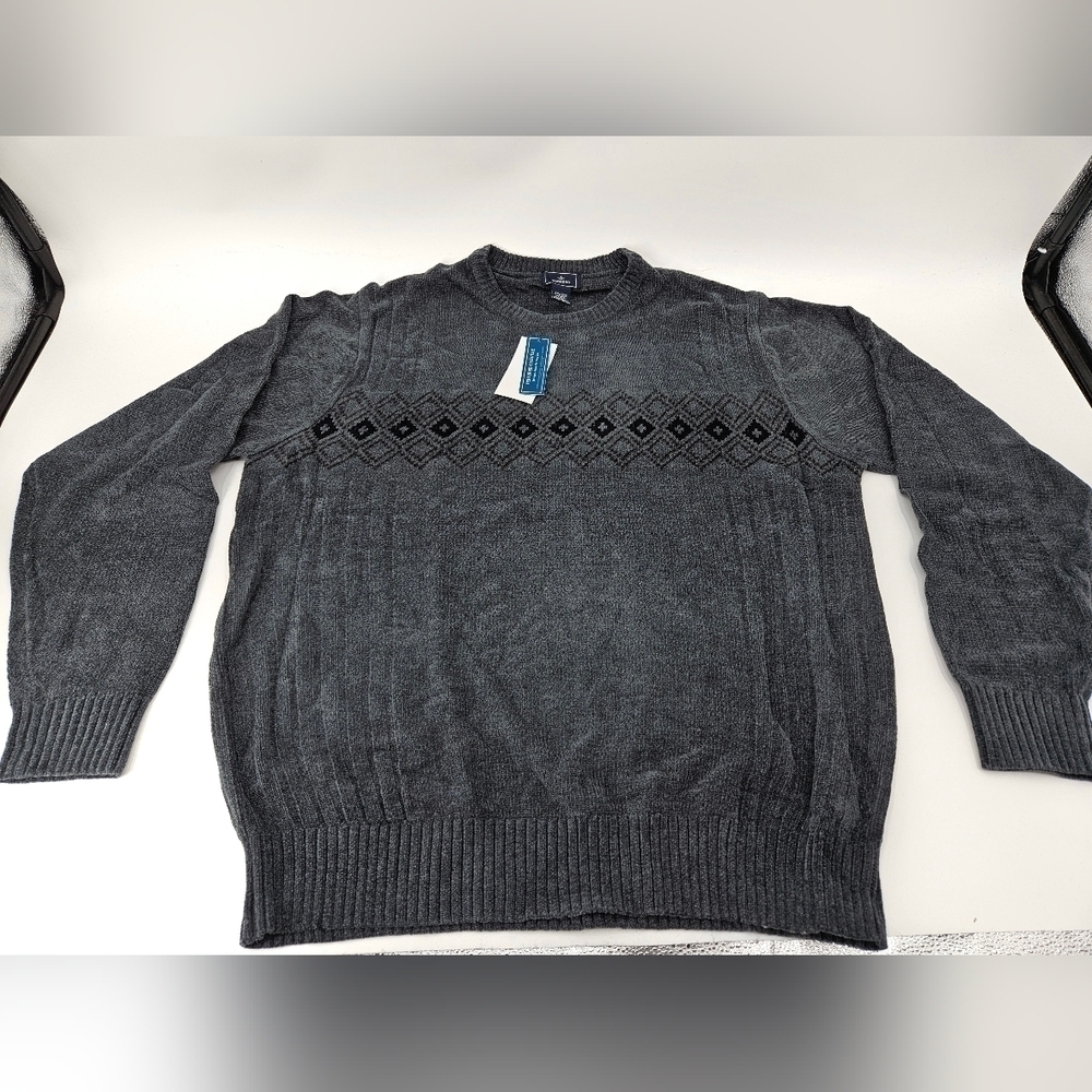 NWT Dockers GRANITE GRAY Textured Chenille Crewneck Sweater Mens Sz XXL